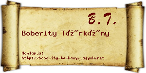 Boberity Tárkány névjegykártya